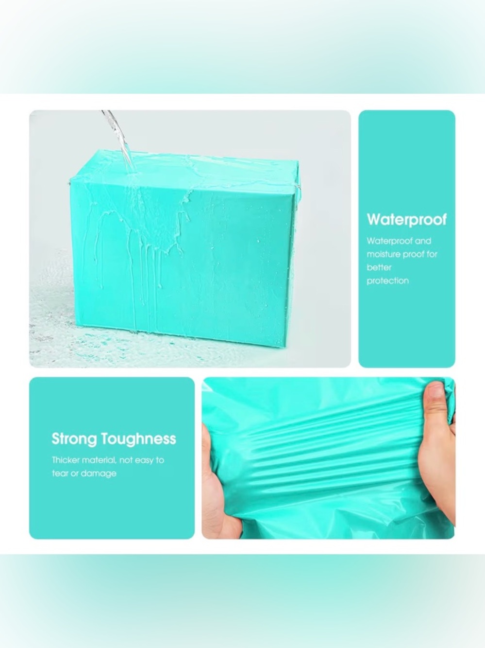 25 Teal 14.5x19 Polymailer Waterproof, Strong Adhesive - Picture 4 of 5